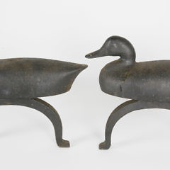 Pair of Vintage Cast Iron Swimming Duck Andirons