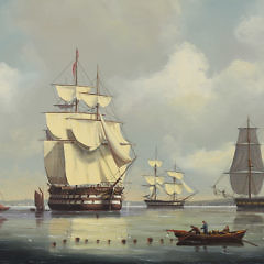 Salvatore Colacicco Oil “Man-o-War Anchored at Portsmouth Harbor”