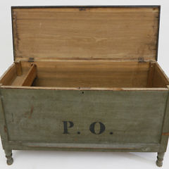 Pennsylvania Blue Paint Decorated Blanket Box, 19th Century