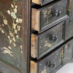 English Chinoiserie Landscape Paint Decorated Four Drawer Chest, 18th Century