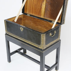 Chinese Export Camphorwood and Leather Bound Box on Stand, 19th Century