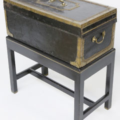 Chinese Export Camphorwood and Leather Bound Box on Stand, 19th Century