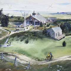 C. Robert Perrin Watercolor, “Life Saving Museum”, Nantucket