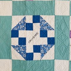 Green and White Geometric Patchwork Friendship Quilt