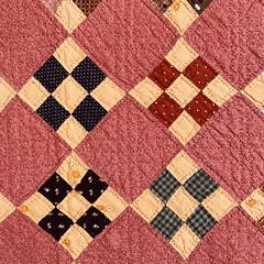 Calico 9-Patch in a Square Patchwork Quilt, 19th Century