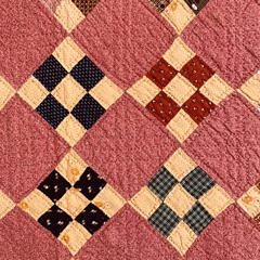 Calico 9-Patch in a Square Patchwork Quilt, 19th Century