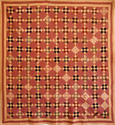 41091 19th c 9 Patch in a Square Quilt A