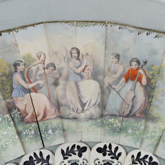 French Bone and Silver Lady’s Fan in Shadowbox, circa 1820