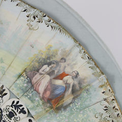 French Bone and Silver Lady’s Fan in Shadowbox, circa 1820