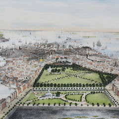 Chromolithograph, “Bird’s Eye View of Boston”, mid 19th Century