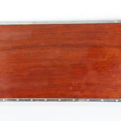 Modern Rosewood and Chrome Two-Handle Serving Tray