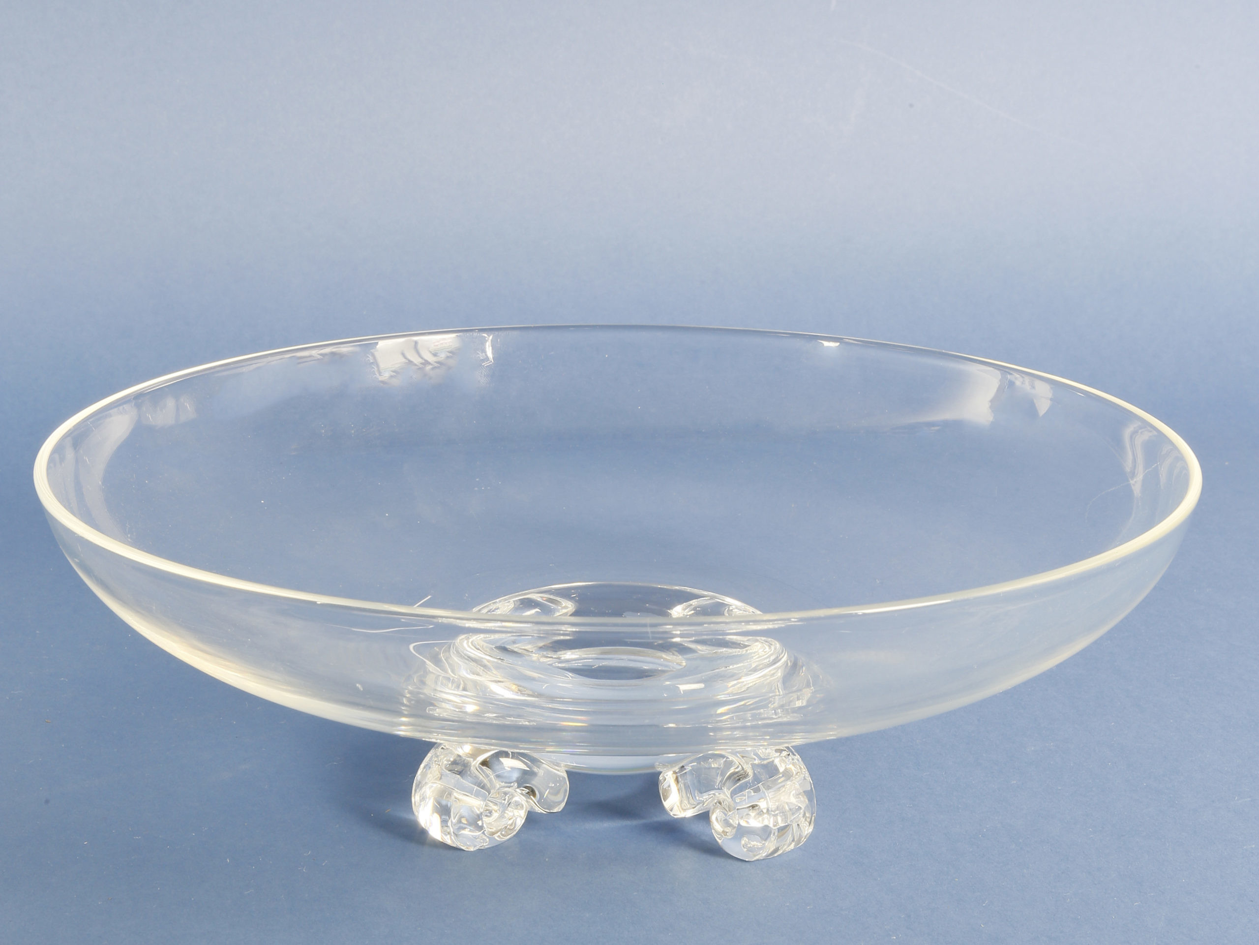 Steuben Clear Crystal Bowl Signed Steuben Clear Crystal Pedestal Bowl