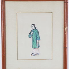 Set of Four Vintage Chinese Watercolor Portraits on Pith Paper