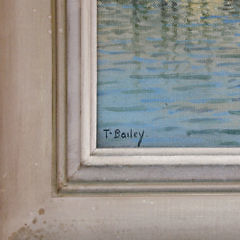 T. Bailey Oil on Canvas, “Wharf Cottages”, Nantucket