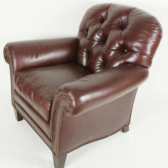 Brunschwig and Fils Tufted Leather Club Chair