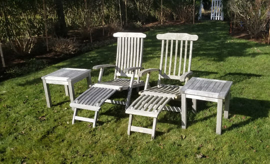 48-4810 Pair Teak Chaise Lounge A