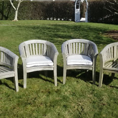 53-4810 Four Teak Barrel Back Chairs A