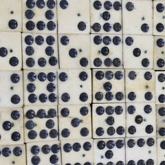 Complete Set of Sailor Made Bone and Ebony Double Nine Dominoes, 19th Century