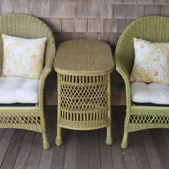 56-4810 Green Wicker Chairs and Table A