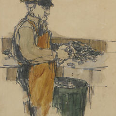 Roy Bailey Colored Pencil on Paper, “Shucking Scallops”