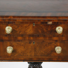 Mahogany and Burlwood Two Drawer Work Stand, 19th Century