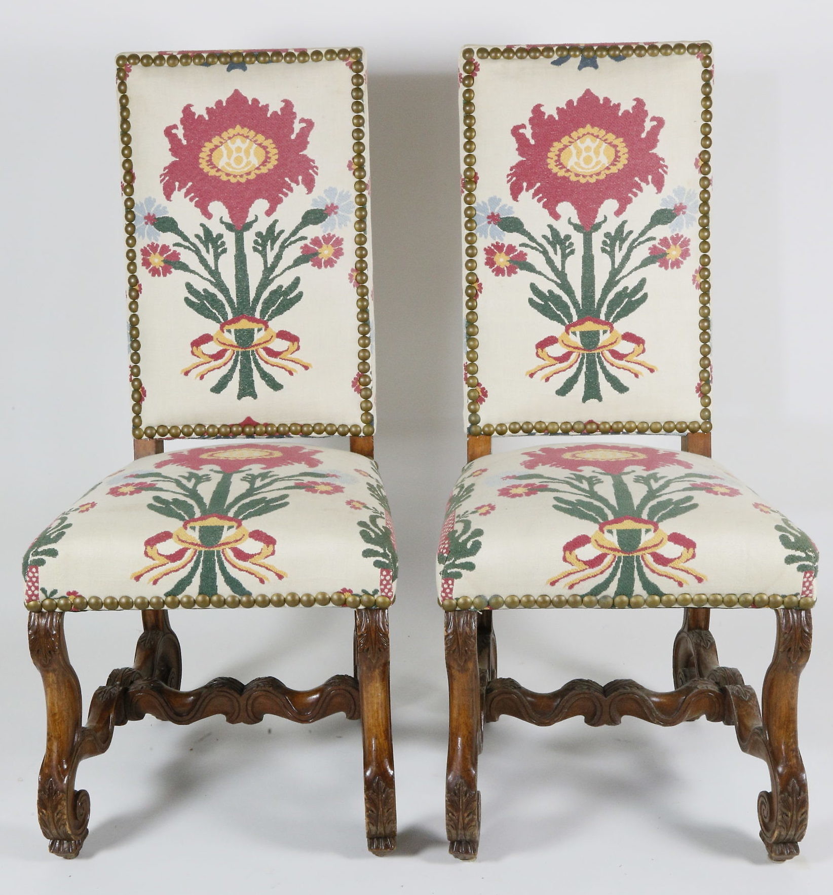 Needlepoint Floral Chairs Pair of Floral Embroidered Linen Dining