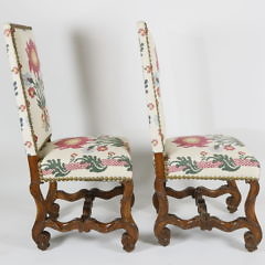 Pair of Floral Embroidered Linen Dining Chairs