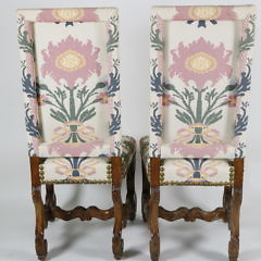 Pair of Floral Embroidered Linen Dining Chairs