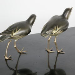 Pair of Art Deco Japanese Mixed Metal Shorebirds