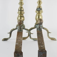 Pair of Brass Boston Ball Top Andirons, 19th Century