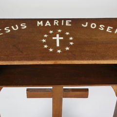 Antique Prie Dieu with Whale Ivory Inlay, “Jesus Marie Joseph”