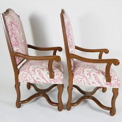 Pair of Pink & White Upholstered Wood Framed Armchairs