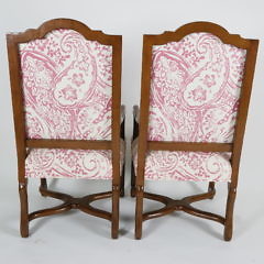 Pair of Pink & White Upholstered Wood Framed Armchairs