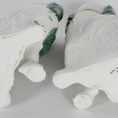 Pair of Green and White Staffordshire King Charles Spaniels