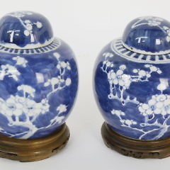 Pair of Petite Canton Covered Ginger Jars, 19th Century