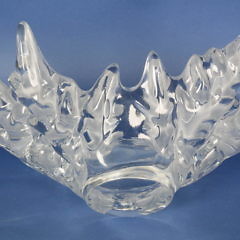 Signed Lalique French Frosted Glass Leaf Bowl