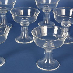 Set of 8 Signed Steuben Clear Crystal Champagne Glasses