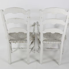 Pair of Contemporary Whitewashed French Provincial Style Rush Seat Armchairs