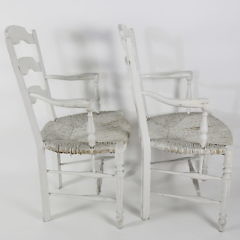 Pair of Contemporary Whitewashed French Provincial Style Rush Seat Armchairs