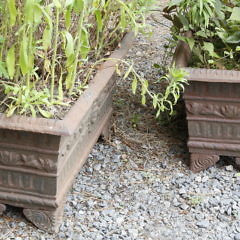 Pair of Antique Cast Iron Rectangular Flower Planters