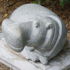 Contemporary Car ed Granite Stone Reclining Hippopotamus