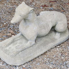 Pair of Vintage Cement Seated Whippet Garden Ornaments