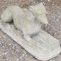 Pair of Vintage Cement Seated Whippet Garden Ornaments