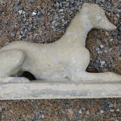 Pair of Vintage Cement Seated Whippet Garden Ornaments