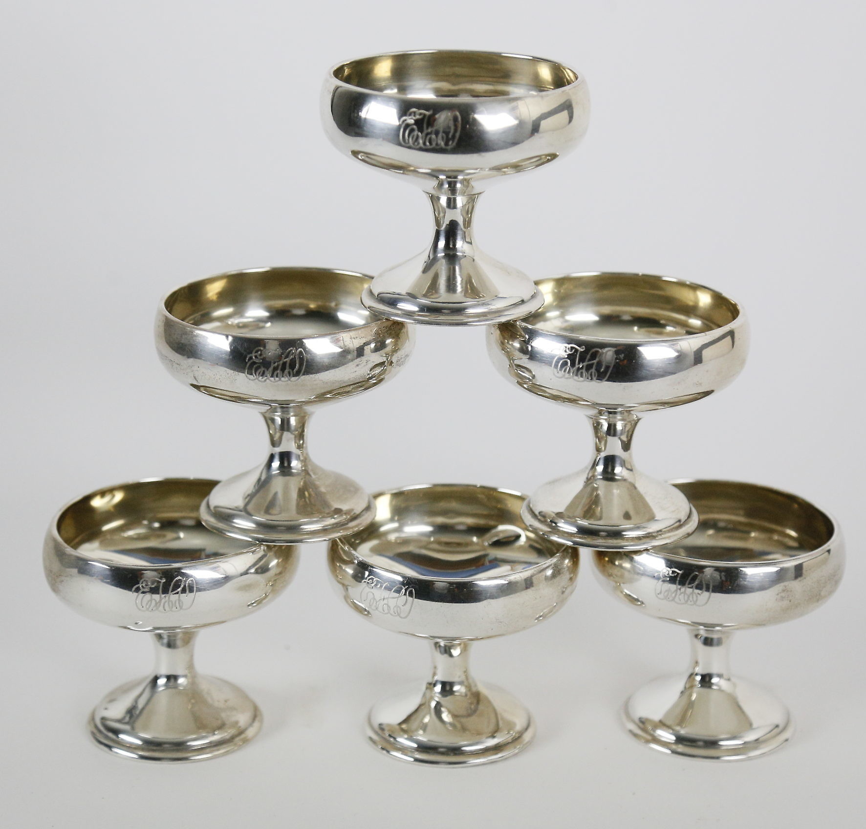 Sterling Silver Champagne Glasses Set of Six Sterling Silver
