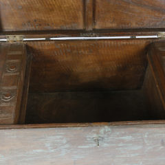 Contemporary Teak Brass Bound Trunk with Blue Washed Paint