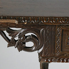 19th Century Teak Spanish Colonial Carved Library Table