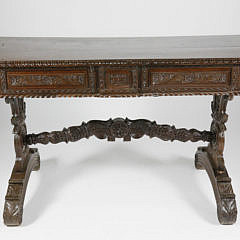 40520 Teak Spanish Colonial Carved Library Table G_MG_2601