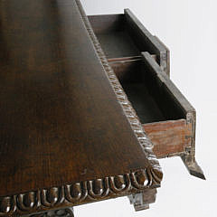 19th Century Teak Spanish Colonial Carved Library Table