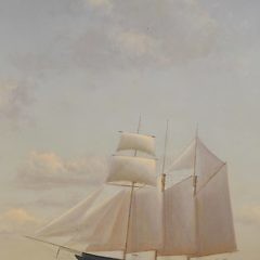 Michael Keane Oil on Canvas Down Easter, “Paul Revere” Approaching Boston Harbor